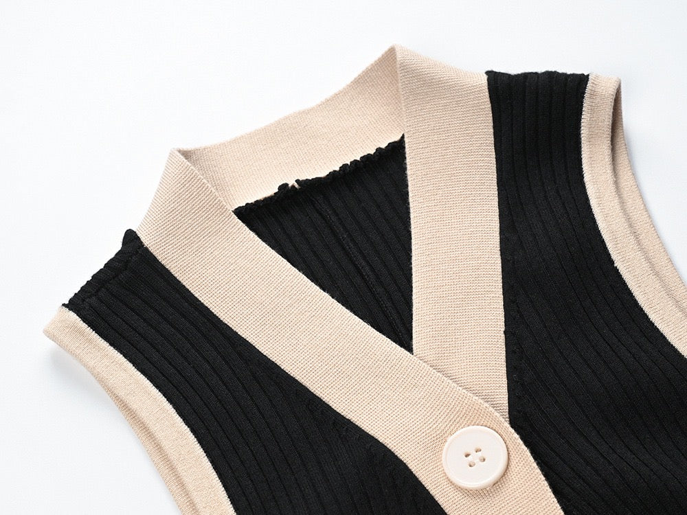 Dress white stripe knit detail