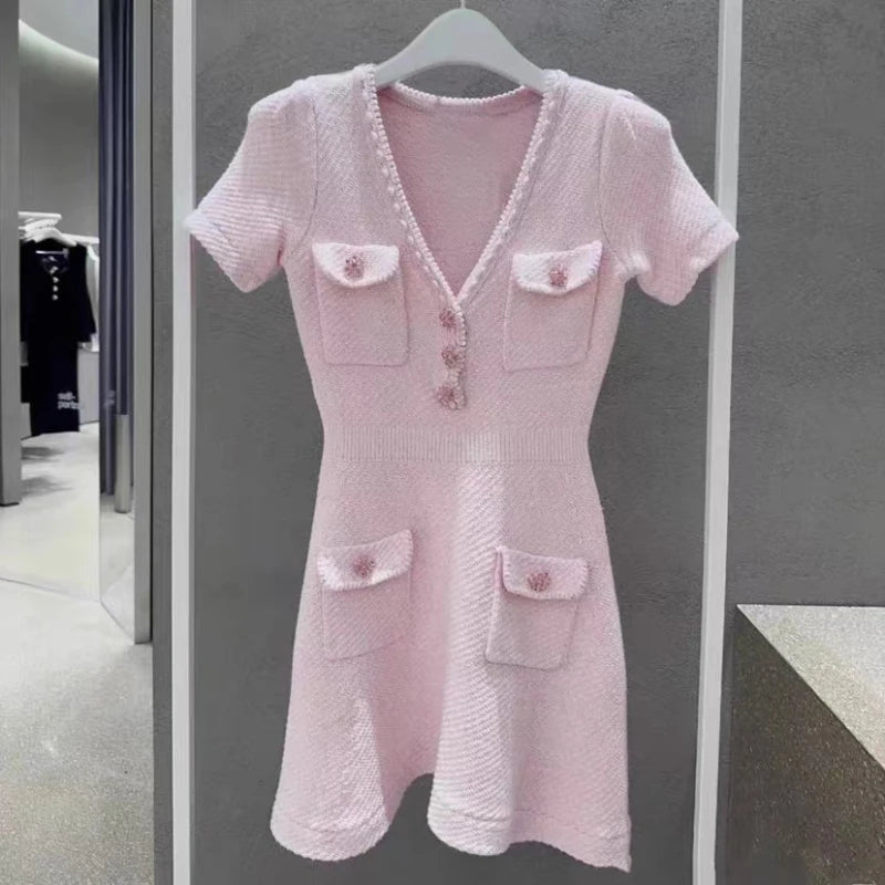 Self - pink tweed dress