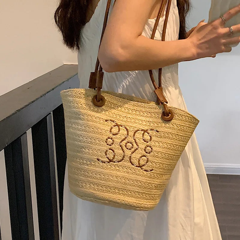 Straw beach bag