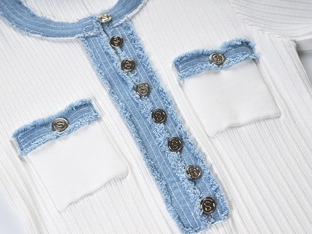 Sandro - White blue jean dress
